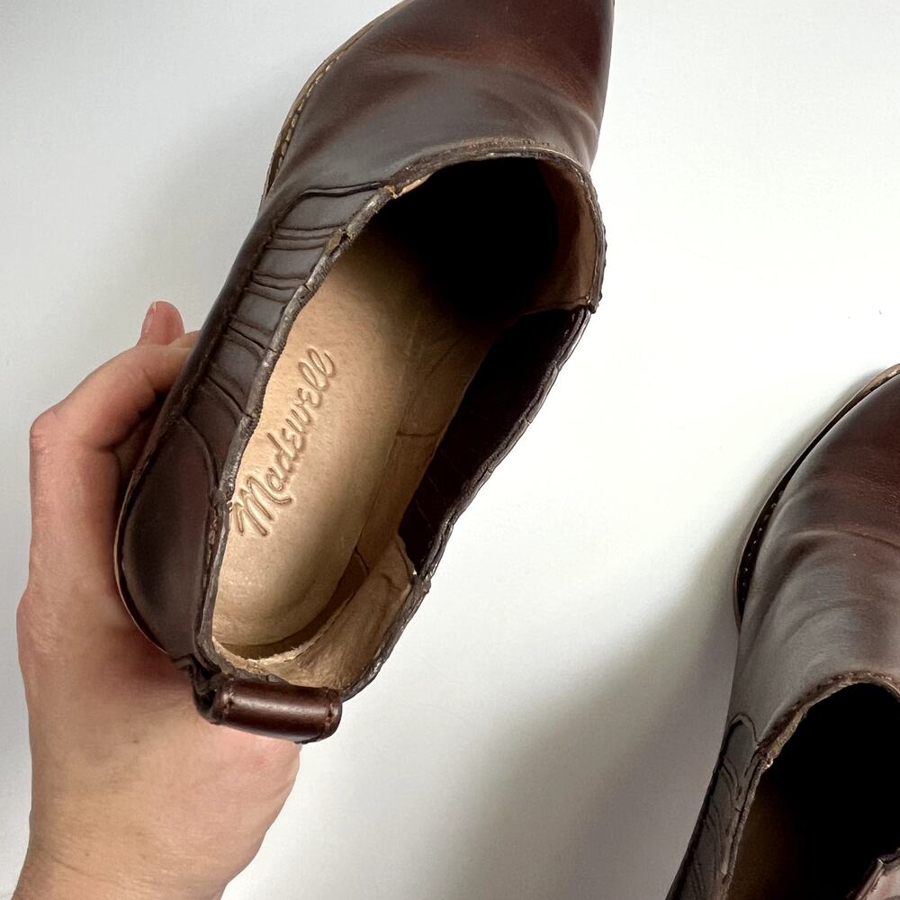 Madewell Chelsea Bonham Boots Size 6 Brown Pull On Pointed Toe Leather Booties - Picture 7 of 9